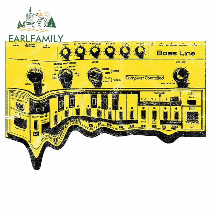 

EARLFAMILY 13cm X 12.7cm For Vintage Analog Acid Bass Car Stickers Waterproof Anime Decal Laptop Windshield RV Car Assessoires