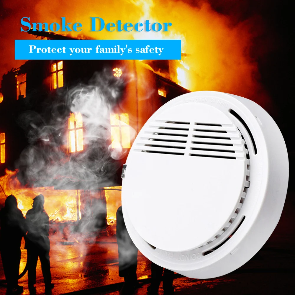 Independent Fire Alarm Sensor 85 dB Smoke Detector Smoke Fire Detector Tester Home Security System for Kitchen Restaurant Hotel