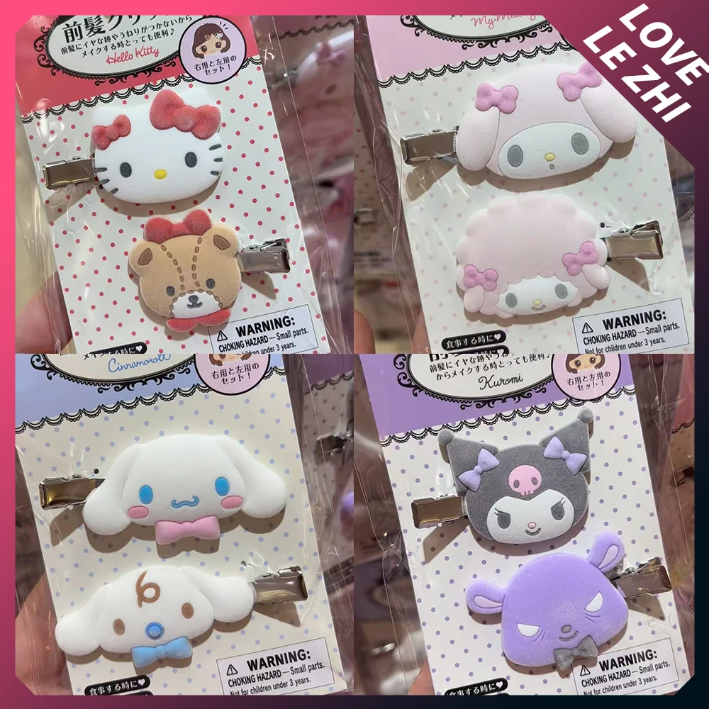 

Cartoon Anime Kt Cat My Melody Kuromi Cinnamoroll Flocking Hairclip Fashion Kawaii Rabbit Dog Sheep Creative Bangs Side Clip