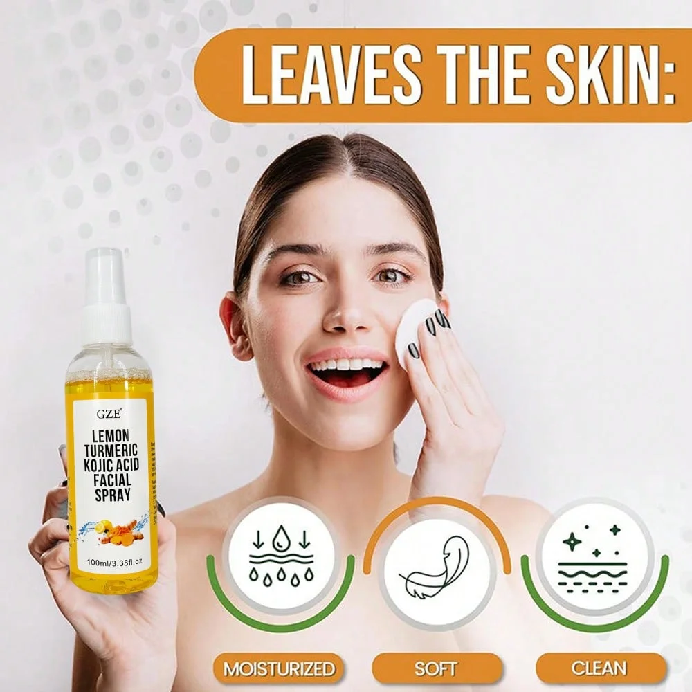 GZE LEMON TURMERIC KOJIC ACID Facial Spray - Skin Balancing Mist for All Skin Types, Antioxidant Spray with Natural Ingredients