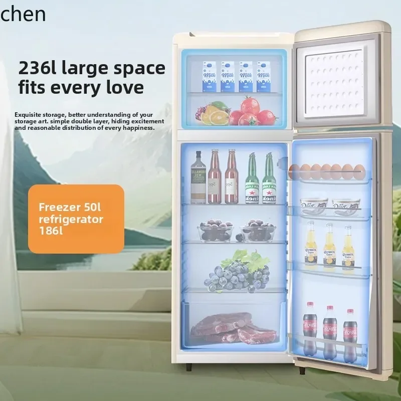 refrigerator household mini small refrigerator double door office energy saving power saving bass