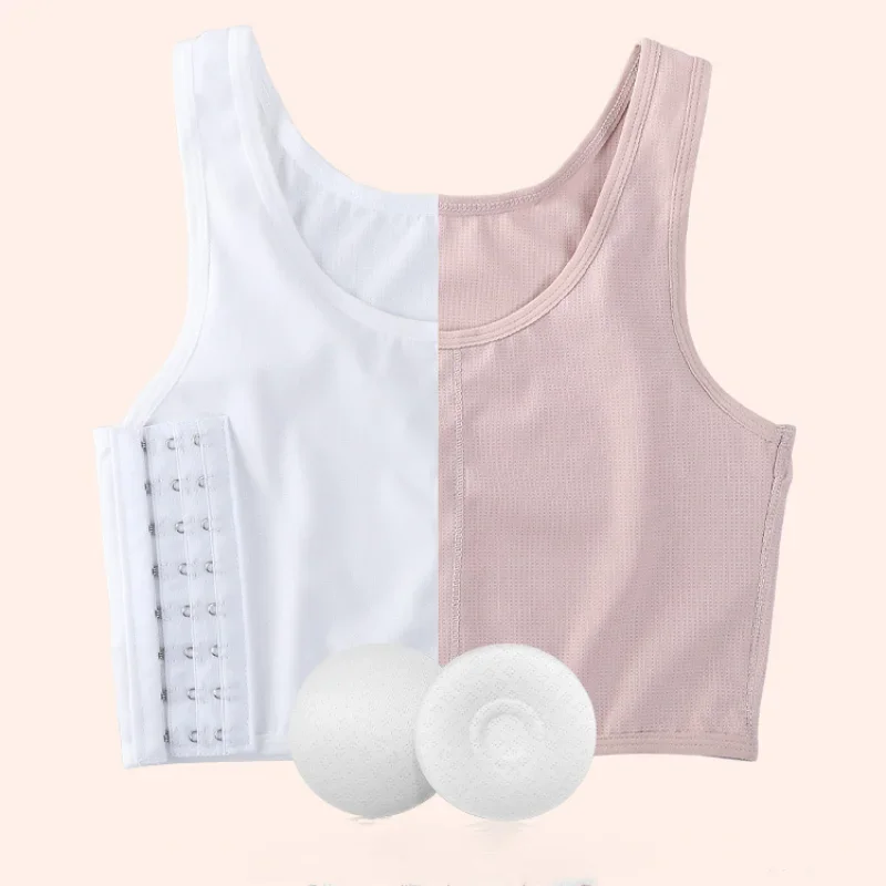 Women Breathable Chest Binder Summer Ice Silk Side Buckle Short Vest Sportwear Corset Top Lesbian Les Breast Binder Shaper