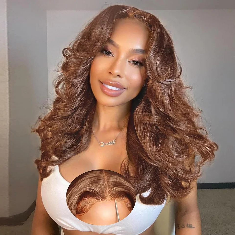 Peluca de cabello humano vietnamita virgen con frontal de encaje 13x4, color marrón chocolate transparente, Body Wave, #4 marrón, densidad 220%, frontal de encaje HD 13x6, color marrón chocolate, Body Wave 13x4 con frontal HD