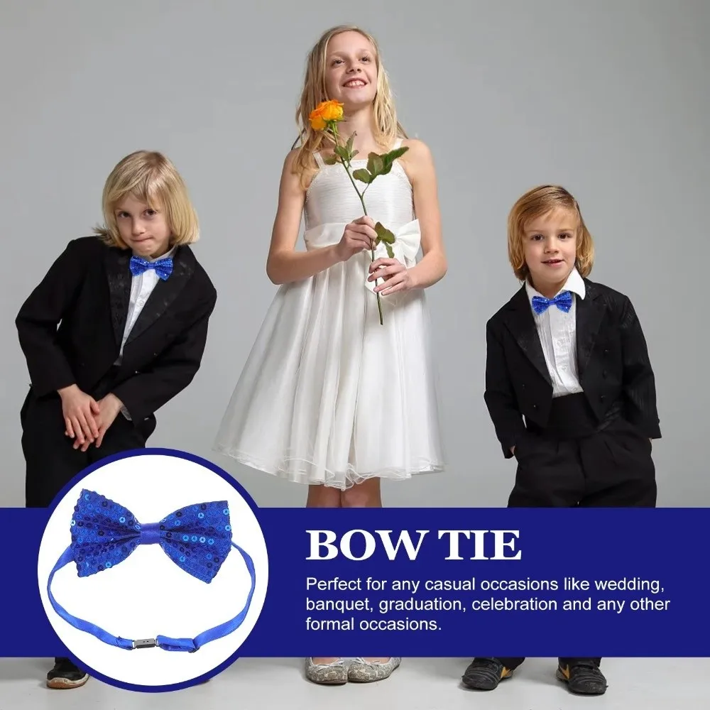 Sequin Children Bow Tie Adjustable Pre-Tied Bowknot Decoration Handsome Stage Performance Costume Graduation Photo Props
