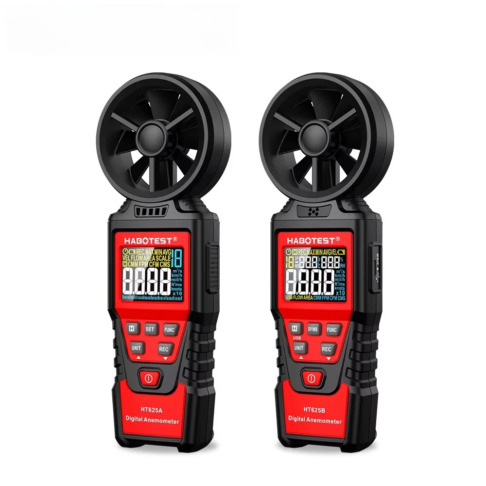 Handheld Digital Anemometer Analog Display Wind Speed Meter Tester CE Certified 0.01m/s Resolution ABS Material HABOTEST HT625A