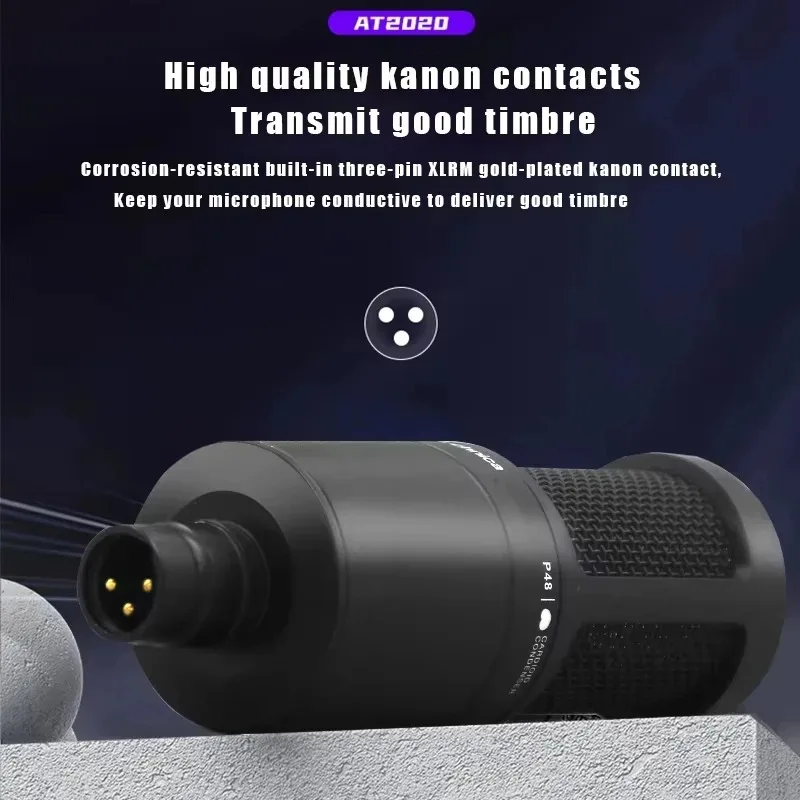 Oryginalny mikrofon kondensatorowy Audio Technica AT2020, kardioidalny, profesjonalny mikrofon studyjny XLR do podcastów, streamingu i nagrywania. — zdjęcie produktu 4