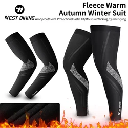 WEST BIKING 1Pair Autumn Winter Fleece Leg Warmer Running Cycling Windproof Arm Sleeves Outdoor Sport Wear Protective Therm Gear