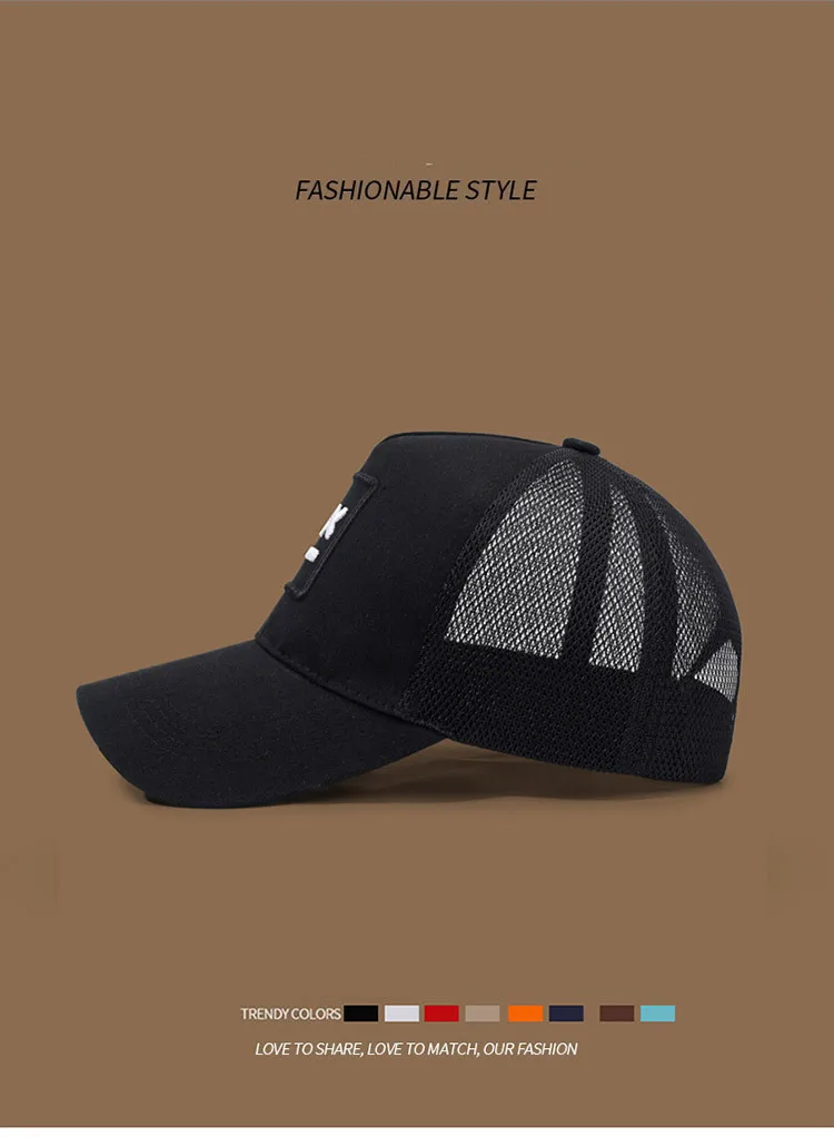 Herren-Baseballkappe mit gesticktem lächelndem Gesicht, modische Trucker-Mütze, verstellbare Outdoor-Sonnenschutz-Freizeitmütze – Detail 6