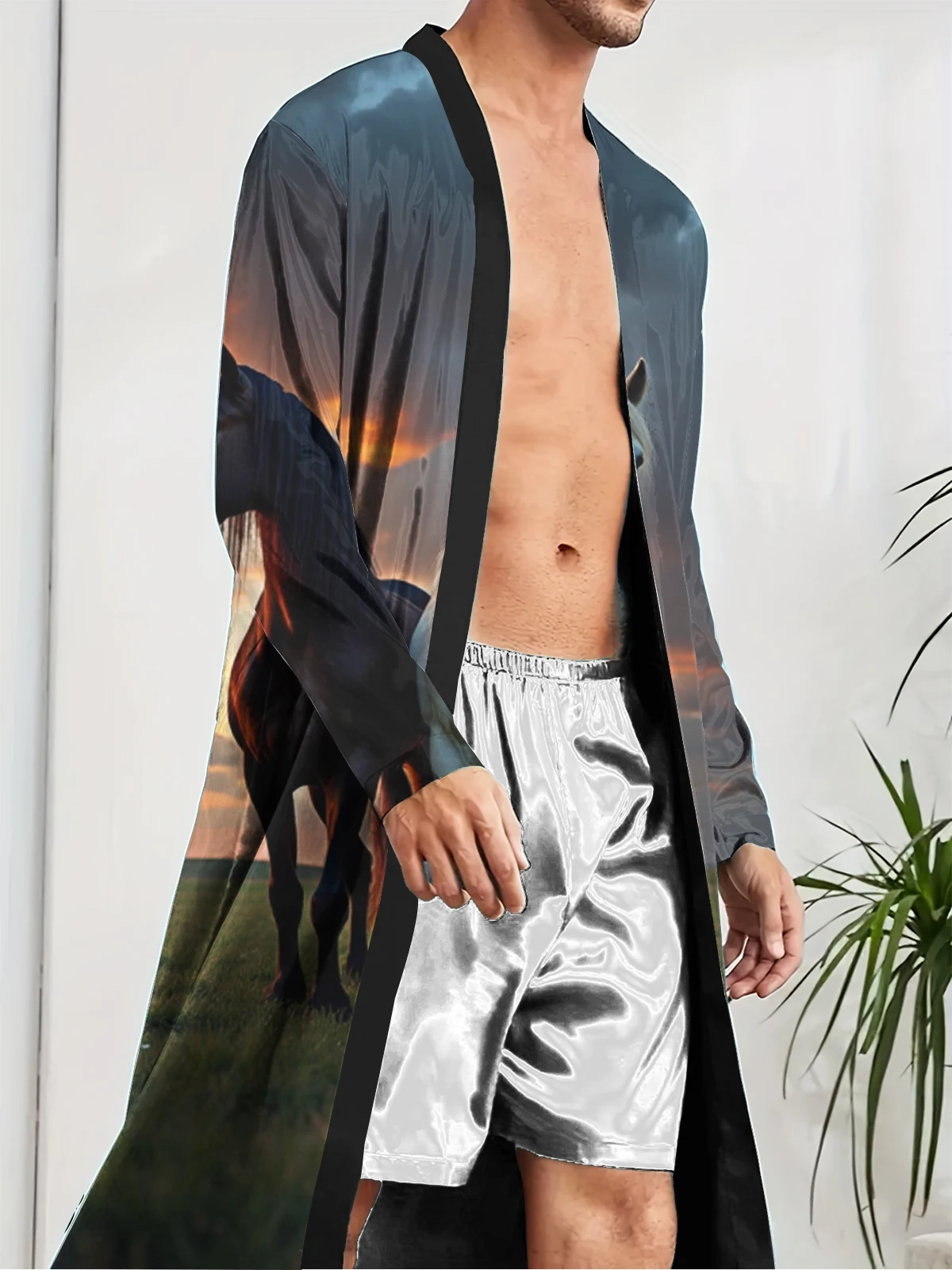 

1pcs Men's Robes 2026 Spring/Summer 3D Printed Shower robe Breathable Sleepwear Bathrobe men Funny pajamas robe Graphic