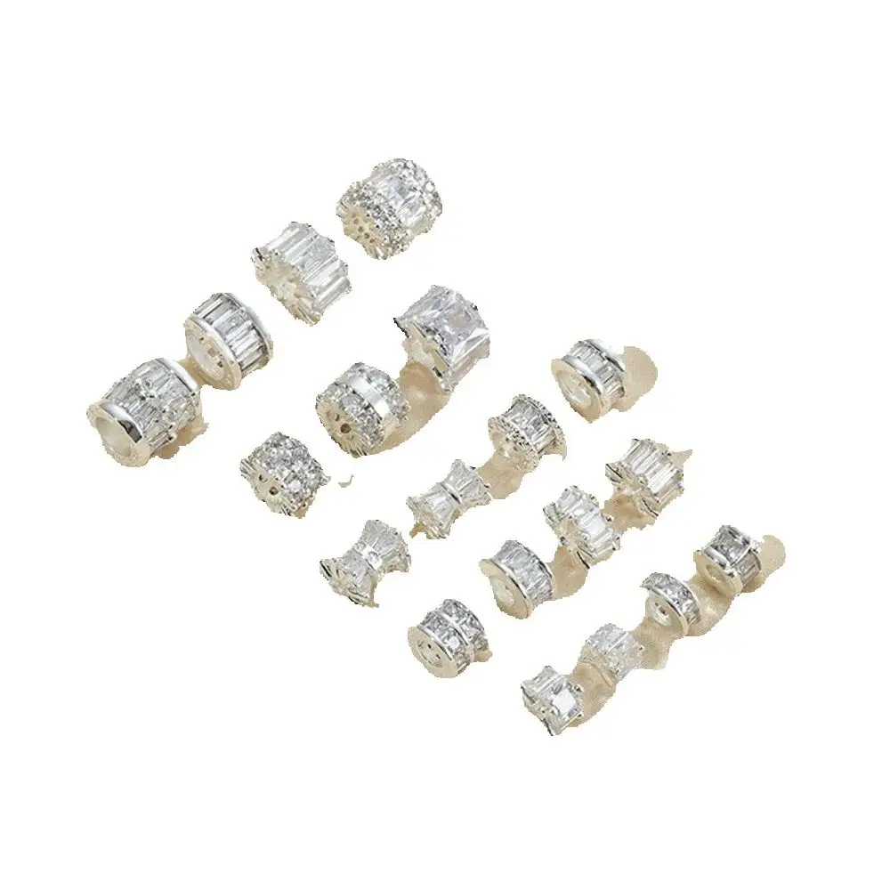 925 Thick Silver Bucket Bead Square Bead Separator Accessory Large Hole Wheel Small Waist Road Pass Handcrafted Diy Bead Matchin