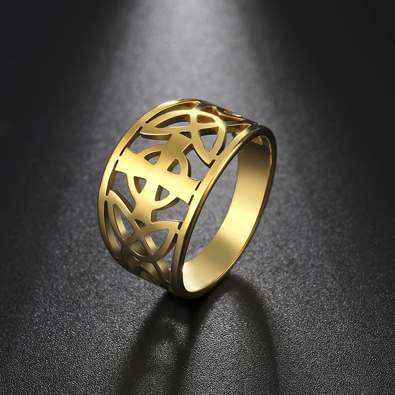 Stainless Steel Hollow Ring Geometric Vintage Classic Cross Finger Accessories High Quality Jewelry Gift for Women Men Fashion