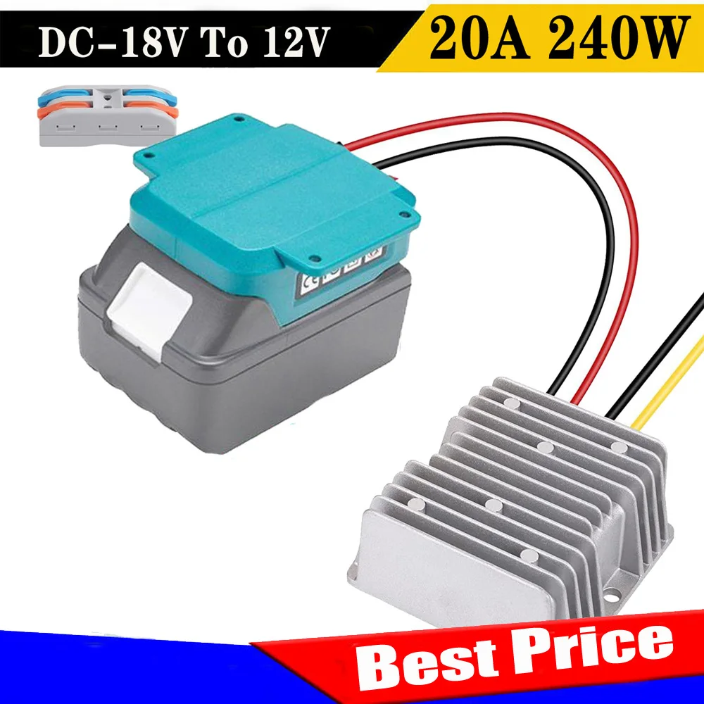 อะแดปเตอร์แปลงสเต็ปดาวน์ DC 18V เป็น DC 12V 240W สำหรับแบตเตอรี่ Makita 18V ตัวควบคุมแรงดันไฟฟ้าอัตโนมัติสำหรับของเล่น mobil RC DIY