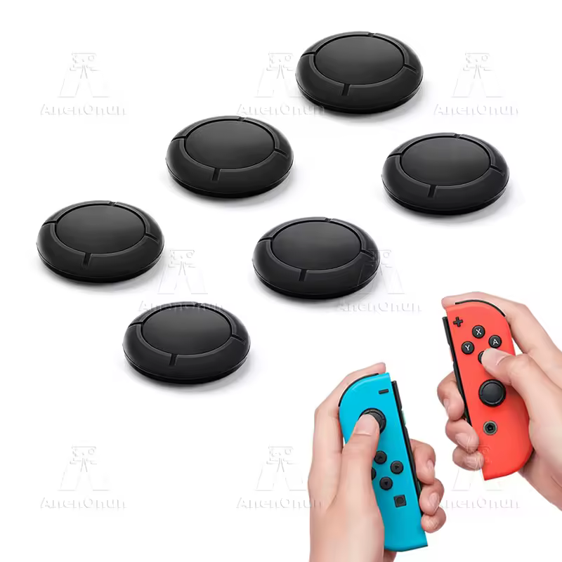 Joycon Joystick Replacement Cap for Switch/Switch Lite/Switch OLED Premium Thumb Grip Non-Slip Silicone Protective Cover - Black - Image 7