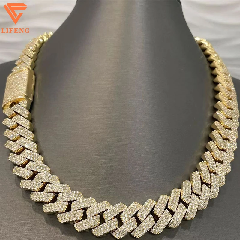 Popular 18mm Gold Plated Necklace D VVS Moissanite Diamond High-end Luxury Diamond Cuban Link Chain For Men