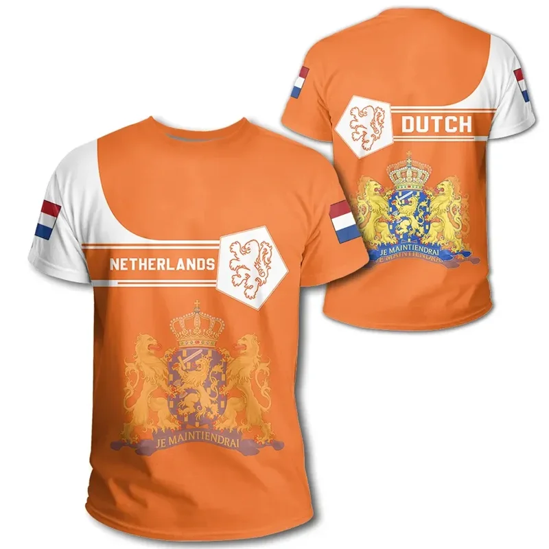 NIEDERLÄNDISCHE Flagge 3D-Druck Sport Schnelltrocknend Breatha Herren T-Shirt Outdoor Fußball Uniform Team Training Eltern-Kind Kurzarm – Detail 19