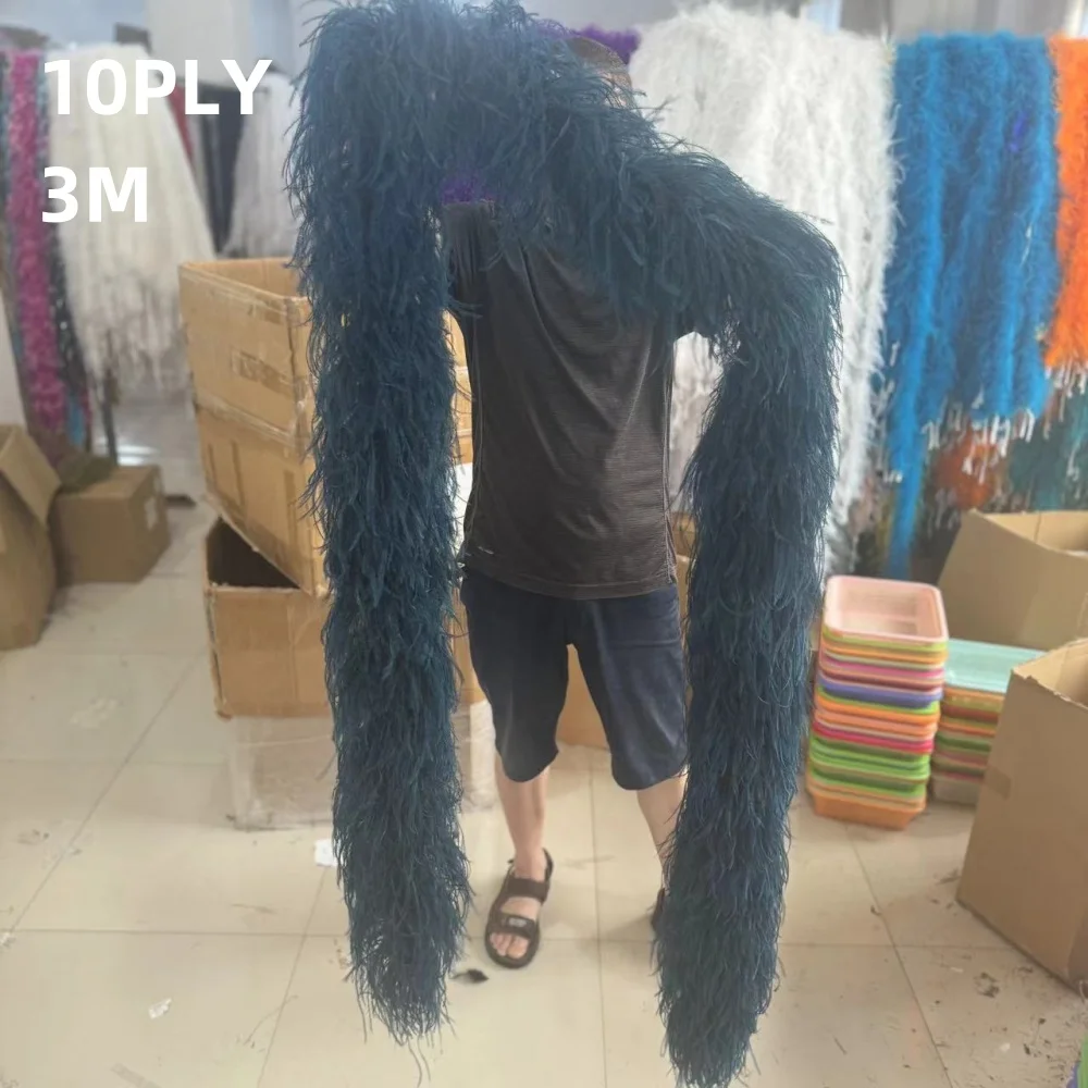 

6 10 20 Ply Fluffy Ostrich feathers boa Shawl for Costume Clothing Decoration Trims 50cm 2m 3m Customized Ostrich feathers Diy