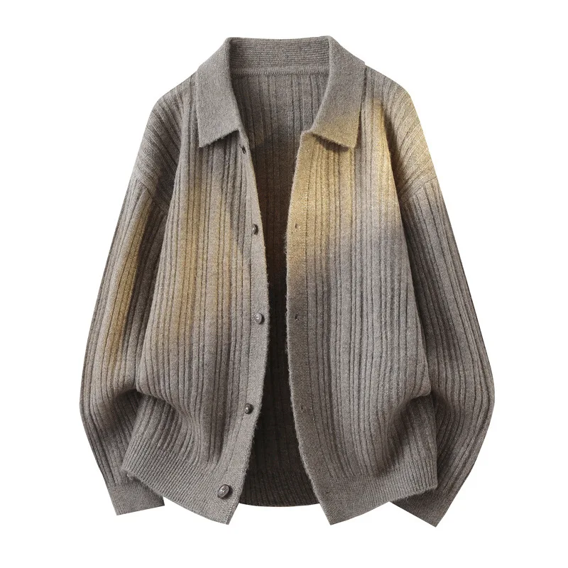 

New Fashion Men Lapel Cardigans Sweatercoats Quality Male Business Casual Knitwear Cardigans Outwear Loose Sweaters Size 4XL