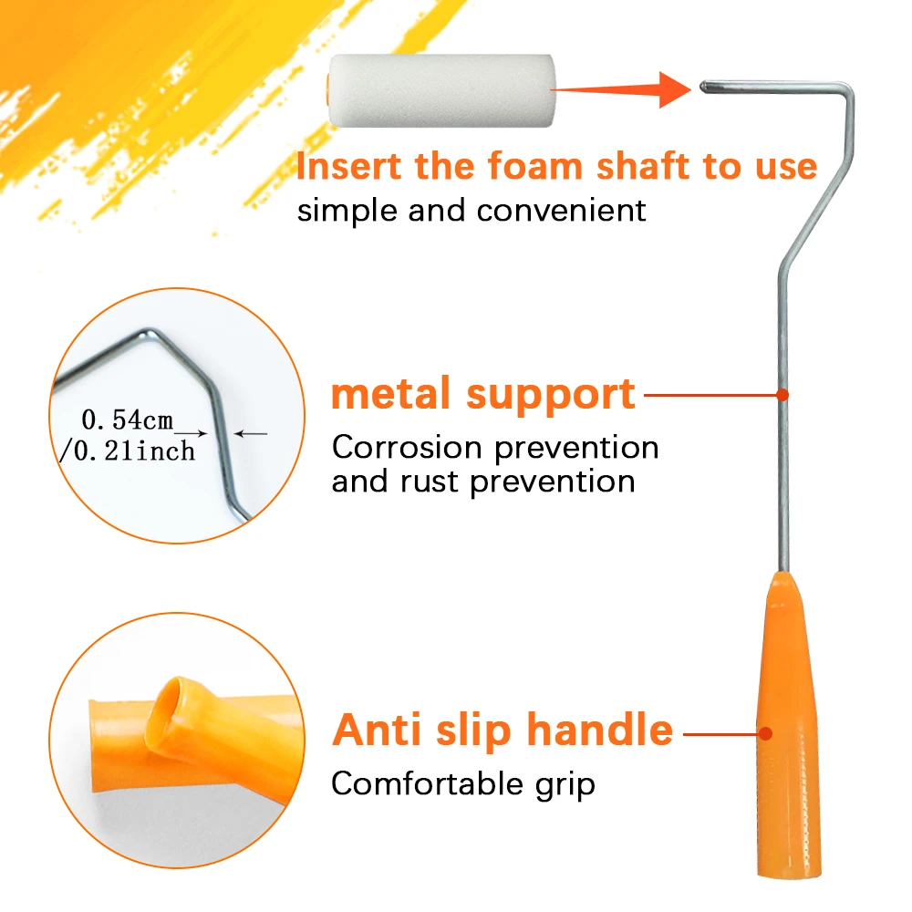 13PCS 10CM Sponge Paint Roller Mini Paint Roller Cover Replacement Paint Roller Nap Reusable with Handles Painting Tool Set