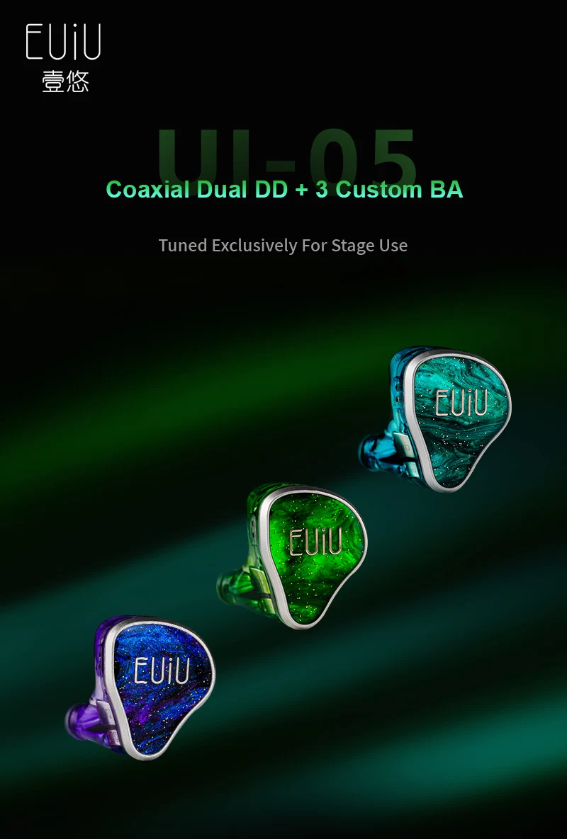 EUIU UI-05 Koaxialer Dual-Dynamic-Driver Hybrid IEM mit abnehmbarem 0,78-mm-2-Pin-Kabelsystem – Detail 1