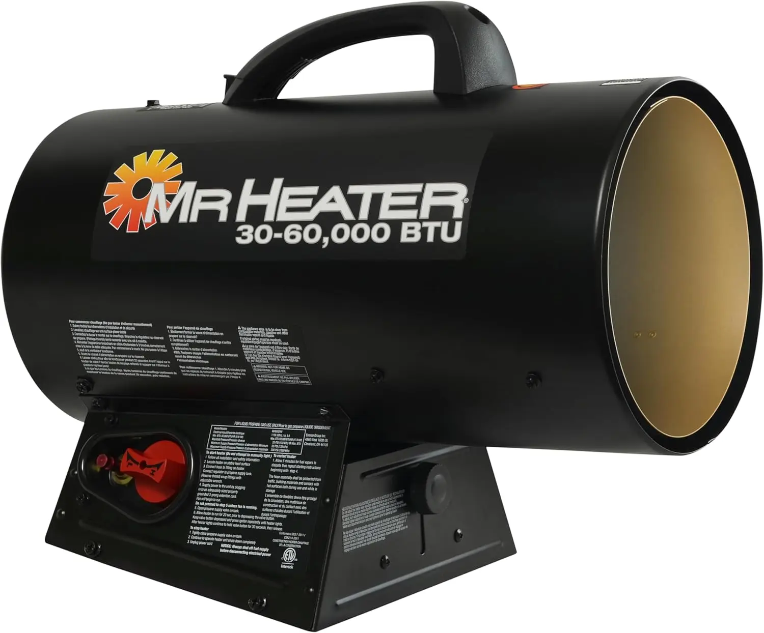 MH60QFAV 60,000 BTU Portable Propane Forced Air Heater, 19.75 x 11.50 inches, black