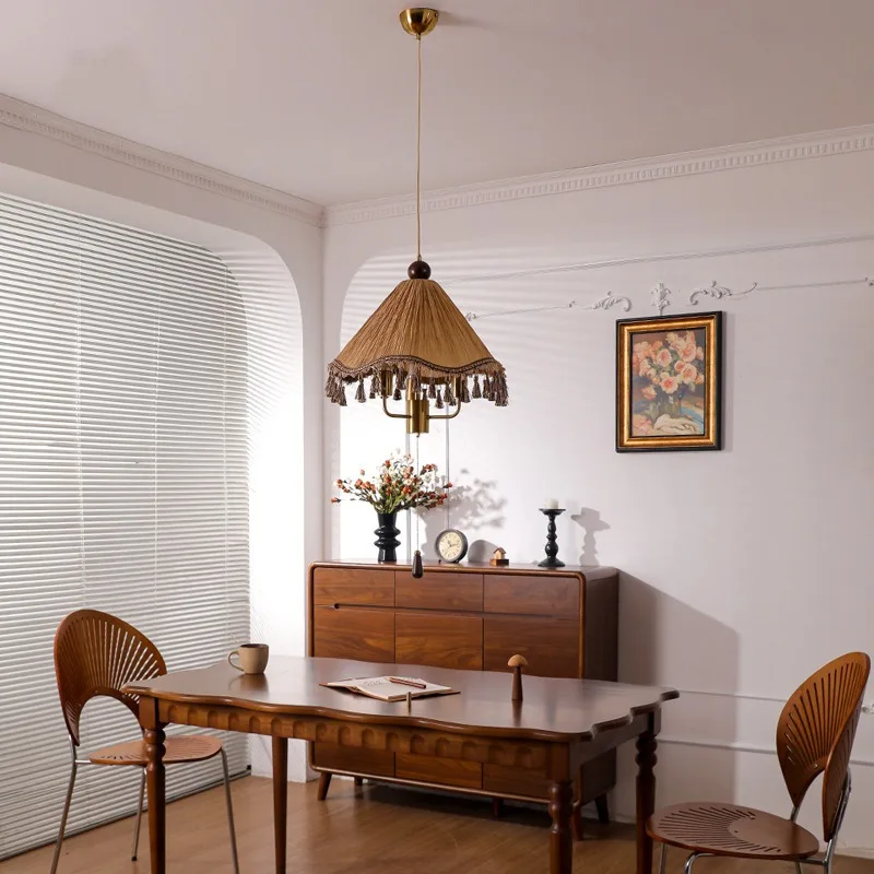 room chandelier retro, fringed bedroom study decorative chandelier American living room dining table atmosphere light