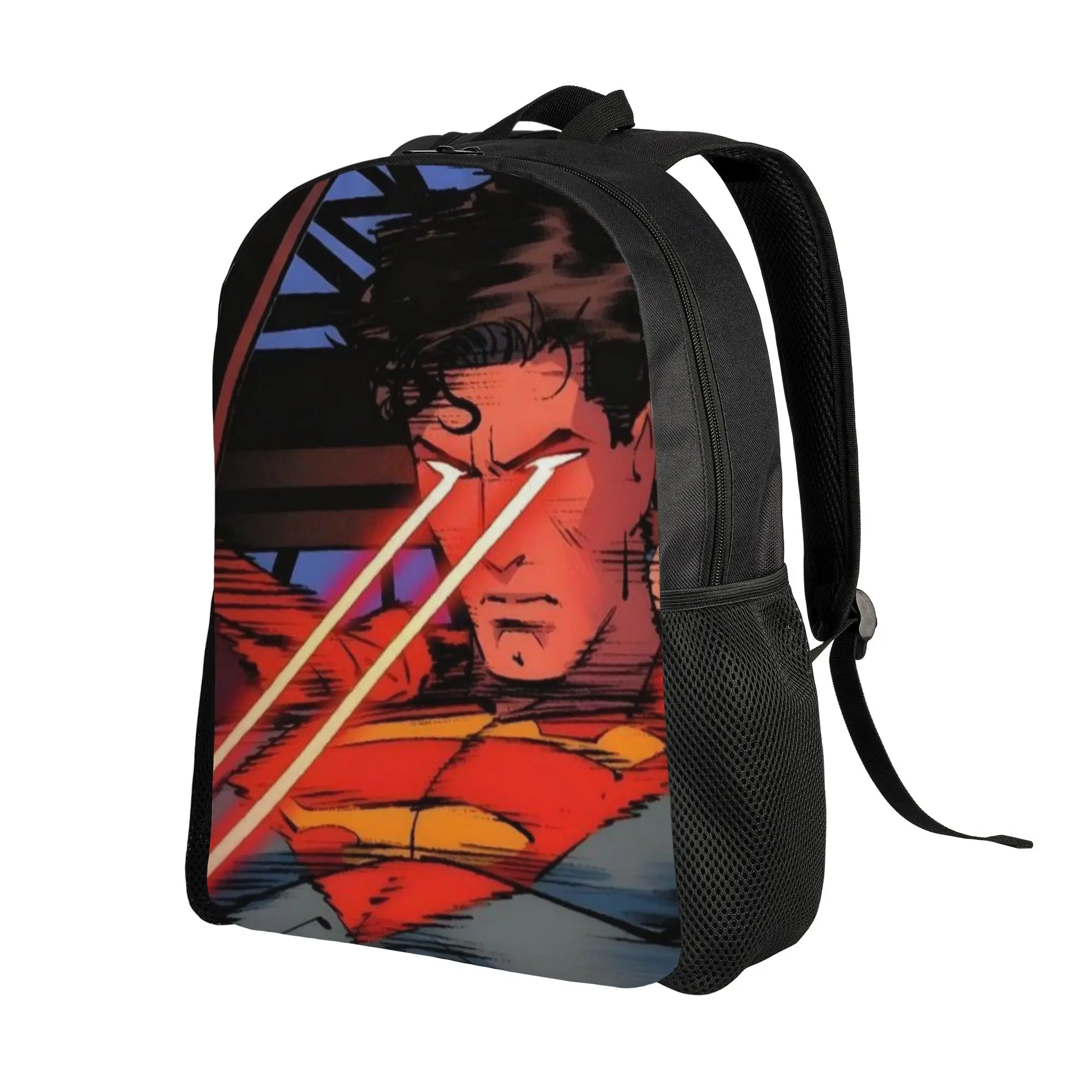 Back to school season Superman Laser Eyes Dark Comic Art Schoolbag  Male Lady Snack Storage Backpack