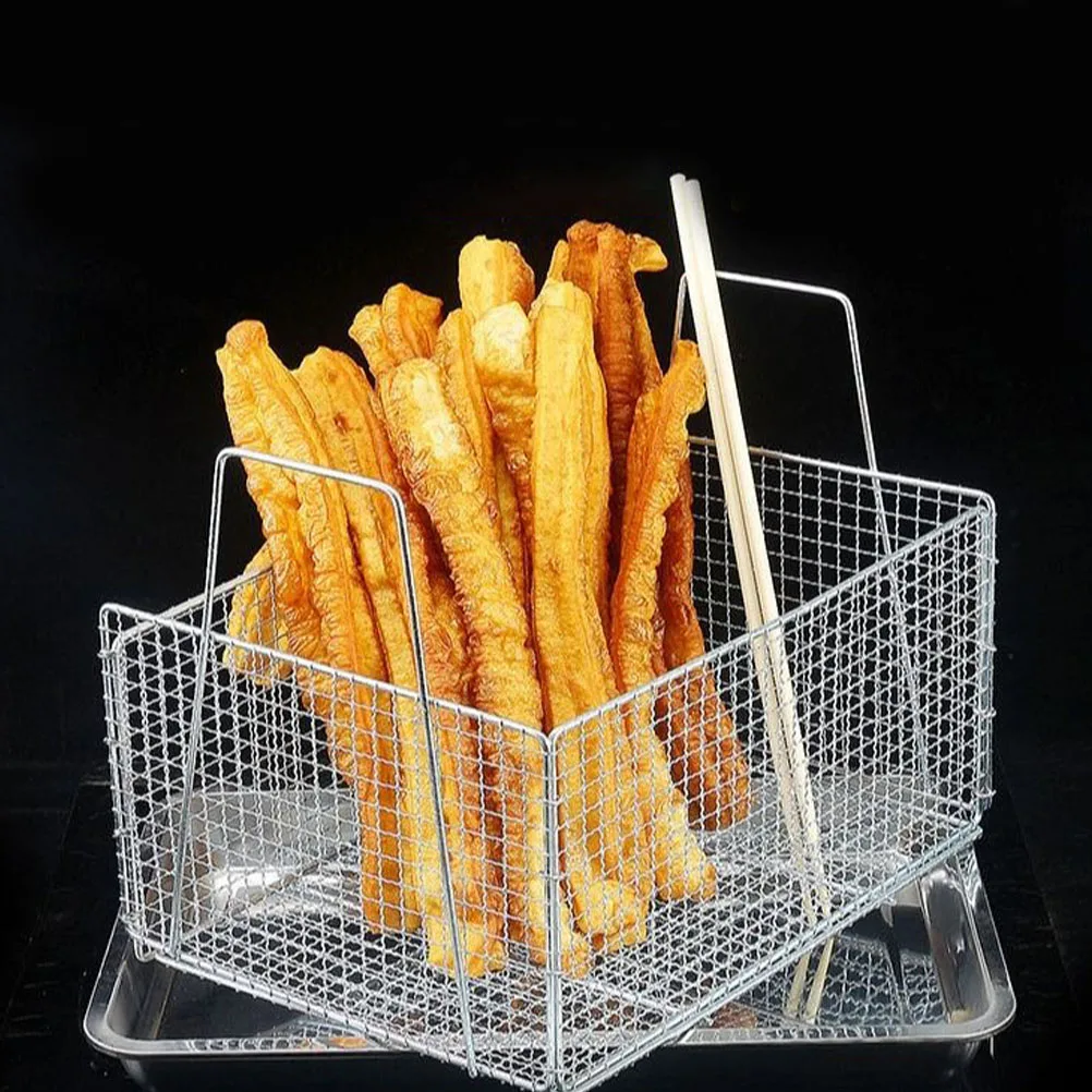 

Oil Strainer Basket Fine Mesh Kitchen Tool Stainless Steel Fryer Baskets Frying Net For French Fries Chicken Prawns Food