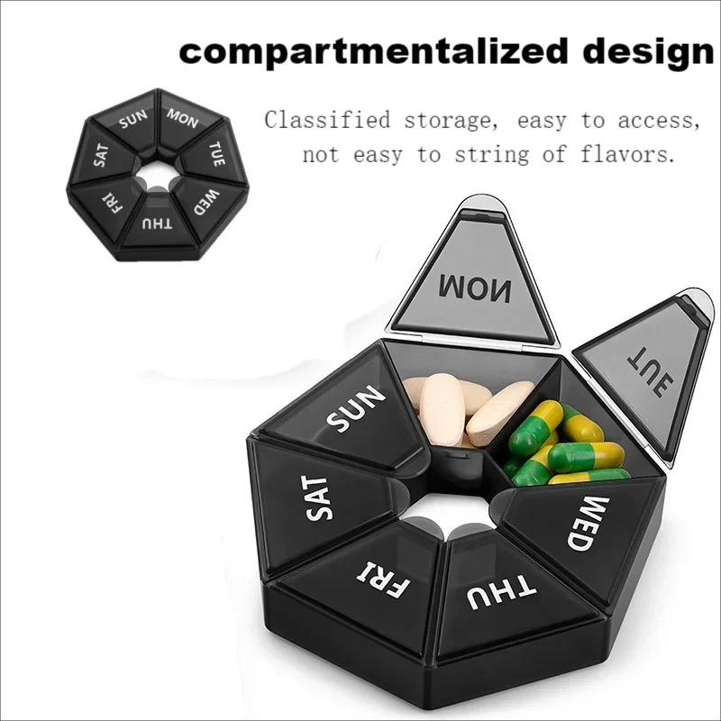 7 Days Pill Storage Box Mini Travel Portable Medicines Dispenser Box Multifunction Plastic Seven Compartment Sealer Box