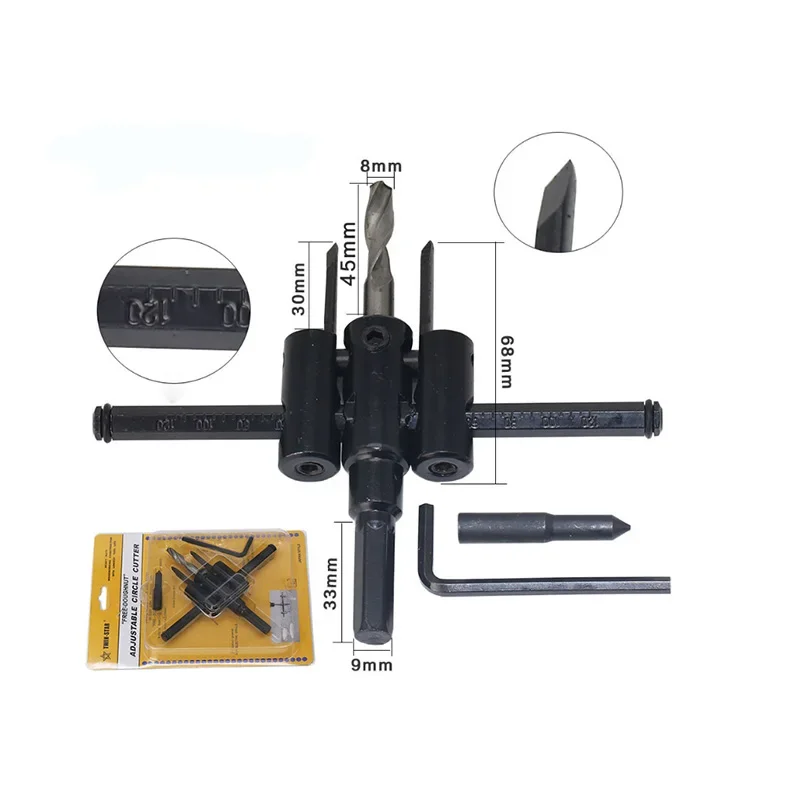120/200/300 مللي متر قابل للتعديل دائرة ثقب القاطع الخشب دريوال مثقاب الخشب المنشار شفرة تقطيع مستديرة نوع الطائرات لتقوم بها بنفسك أداة