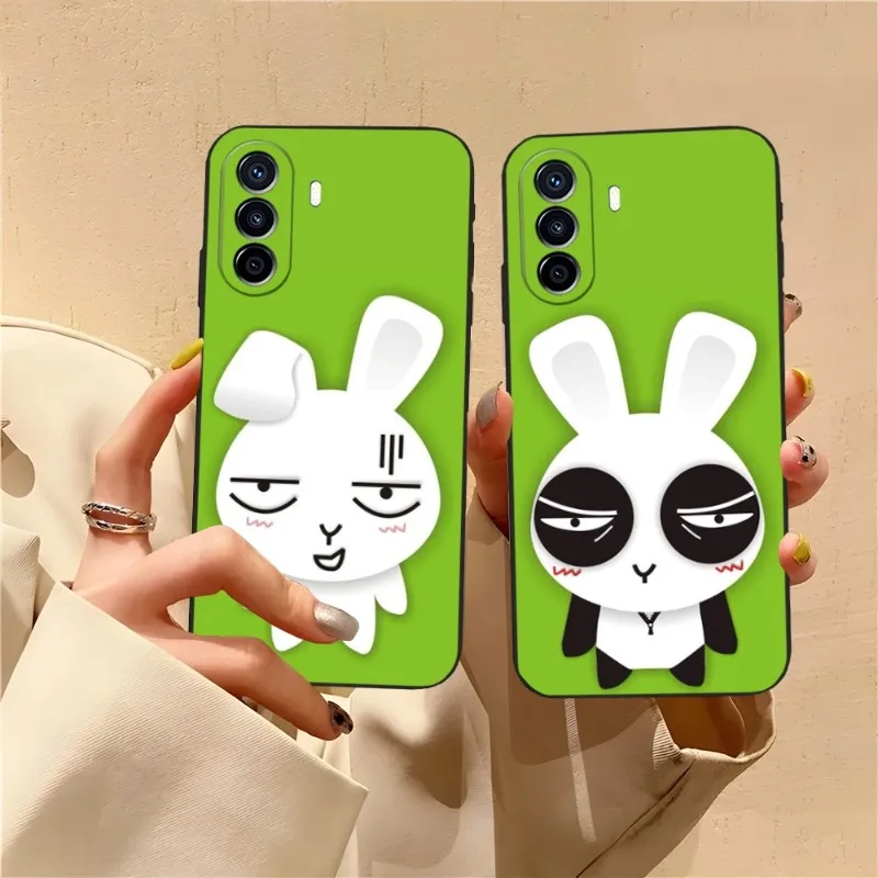 Ins Korean Cute White Rabbit Phone Case Funda For Huawei P30 P40 P50 P10 P20 Lite Mate 40 Pro Plus Psmart Z 6 7 5 Back Cover