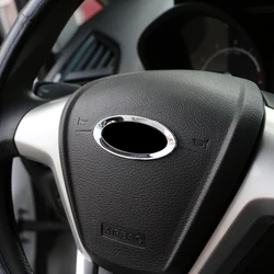 Steering Wheel ABS Chrome Trim Cover Logo Ring For Ford Focus MK3 Fiesta Ecosport Kuga Mondeo Auto Accessories