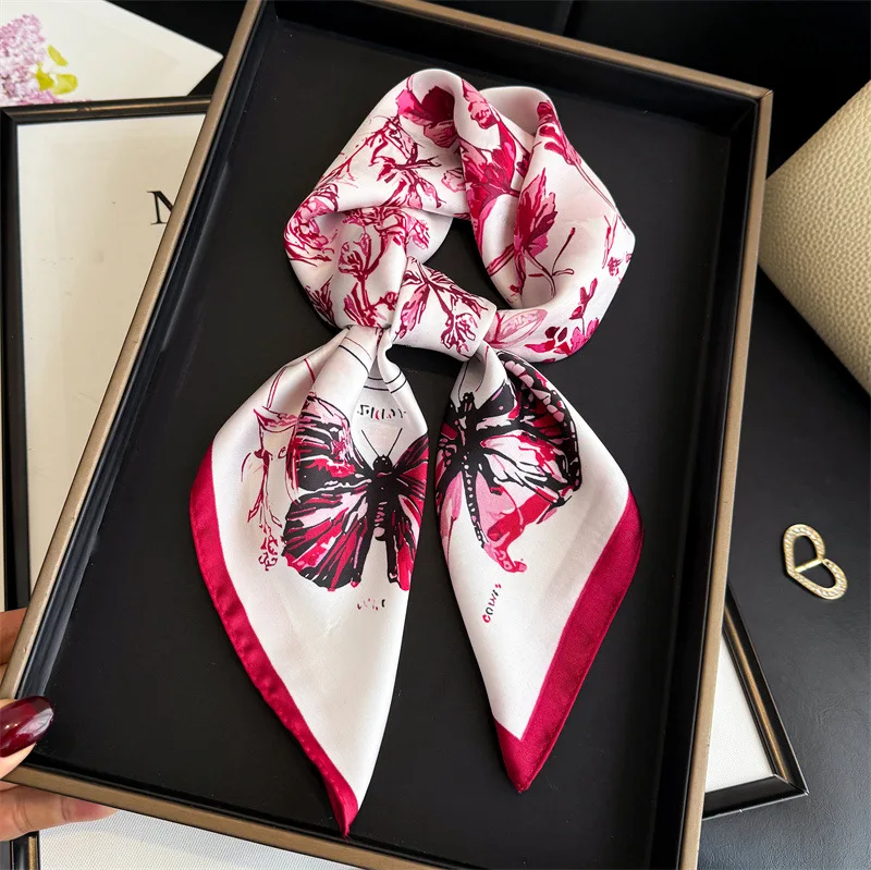 

Hijab Designer Scarf Silk Fashion Shawl Wraps Bandana Headband Ribbon Handkerchief Female Accesories Femme Hair Bands
