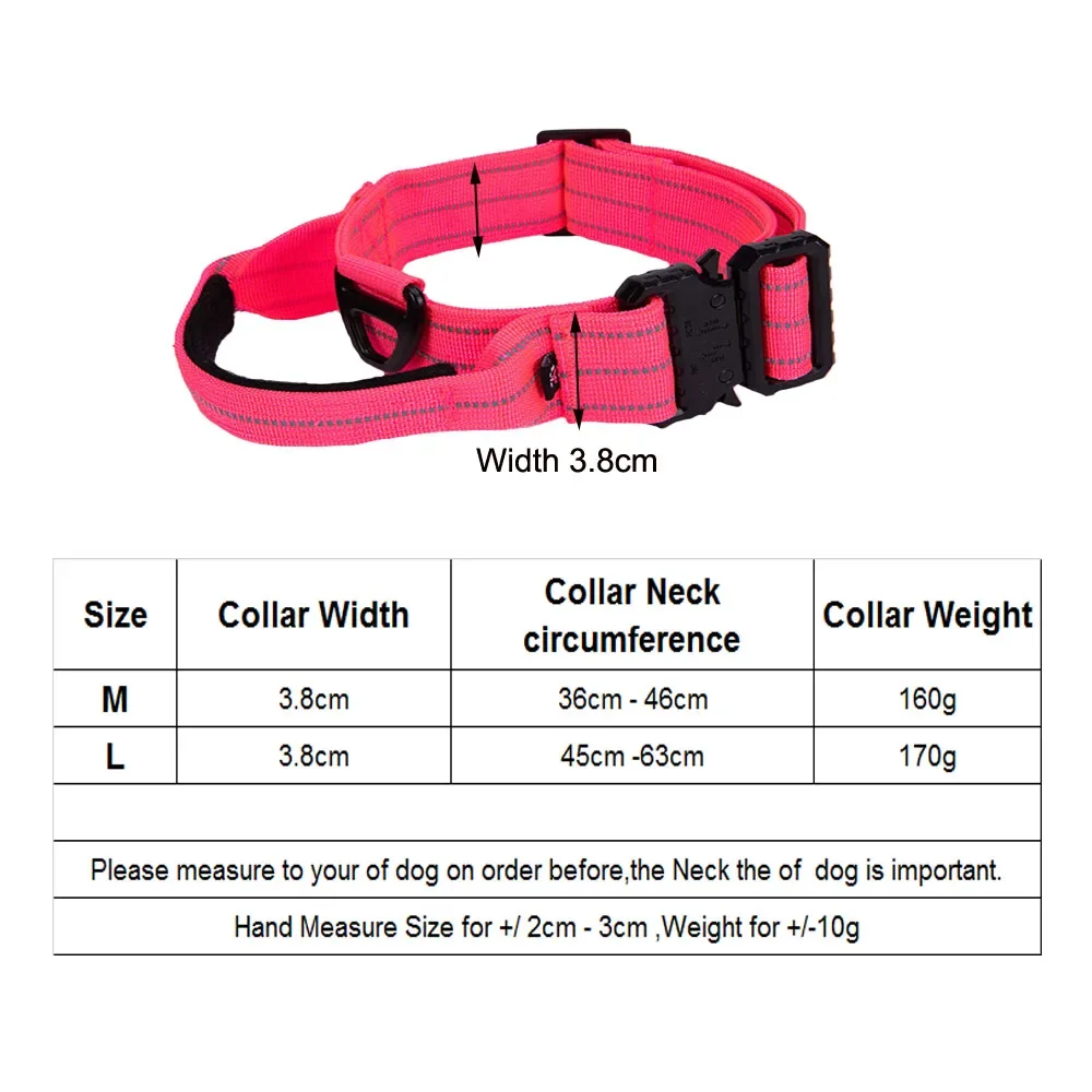 Tactical Dog Collar ,NO Pull Heavy Duty Dog Collar, Softy Handle Adjustable Reflective Pet Leash Harness For Medium Large Dog