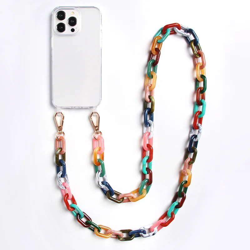 

New Neutral Mobile Phone Lanyards, Colorful Acrylic Plastic Crossbody Mobile Phone Chains For 16 Pro Max 14 13 15 Pro 7 8 plus