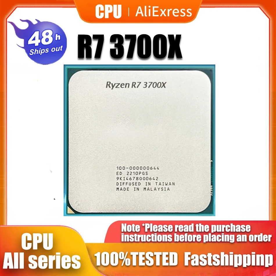 Ryzen 7 3700X R7 3700X 3.6 GHz Eight-Core Sixteen-Thread CPU Processor 65W 7NM L3=32M 100-000000071 Socket AM4