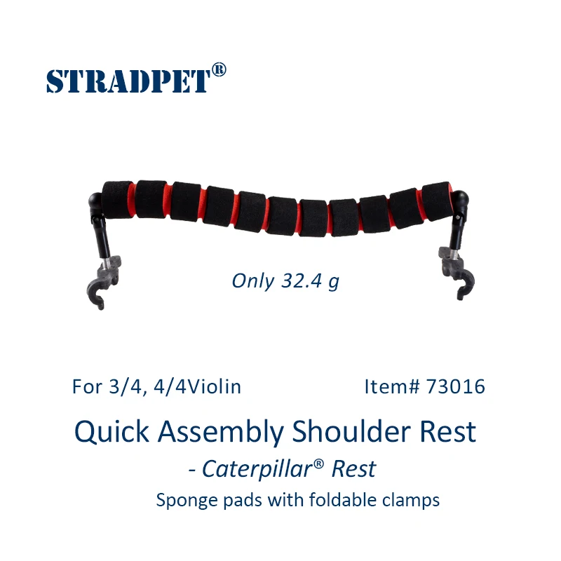 STRADPET Quick Assembly Shoulder Rest - Caterpillar® Rest, Only 31g, for 1/2-3/4-4/4 violin