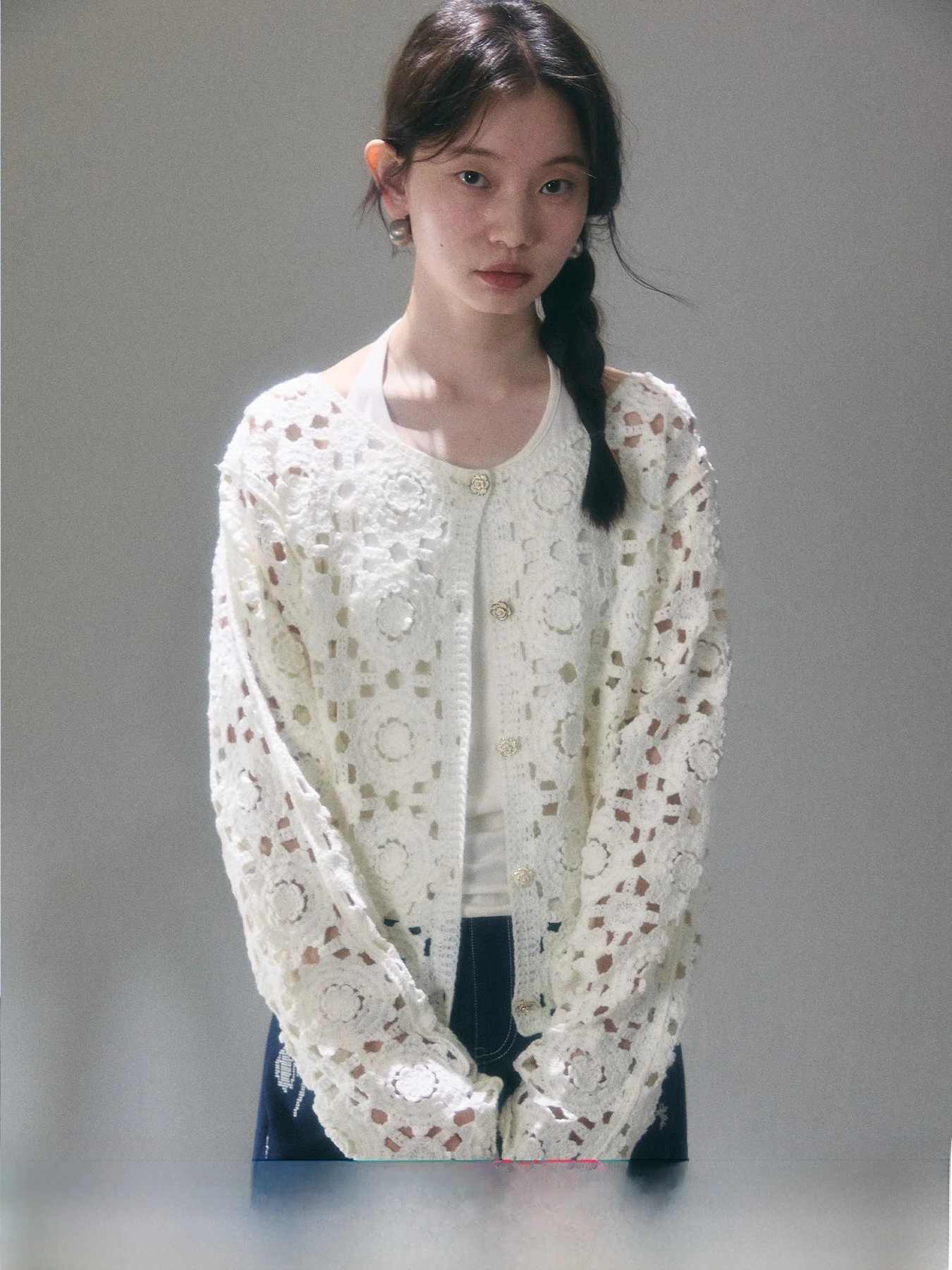 

U Are Vintage Knitted Open Cardigan Embroidered Flower Hollow out Design Breathable Ladies' ort Outerwear Spring Season