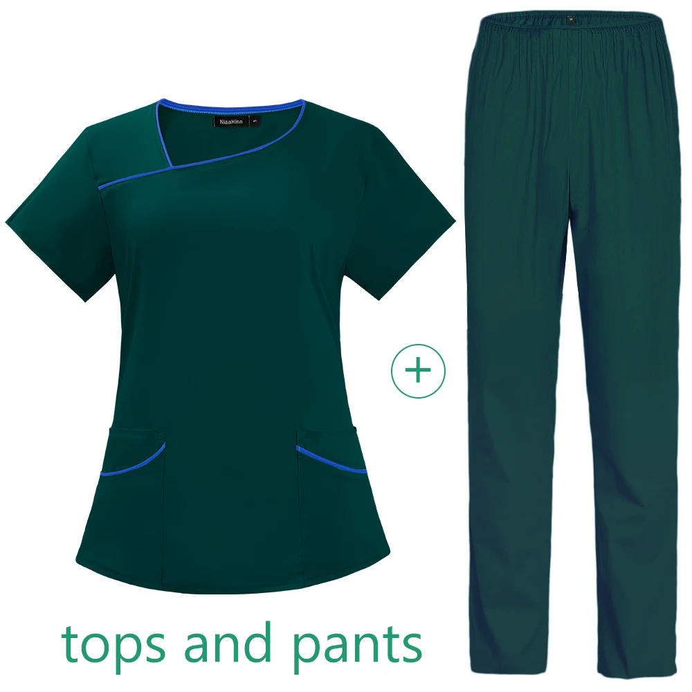 Uniformes de Enfermería de Color sólido para mujer, ropa de trabajo de médico de Hospital, trajes elásticos para clínica de mascotas, ropa de trabajo de enfermera