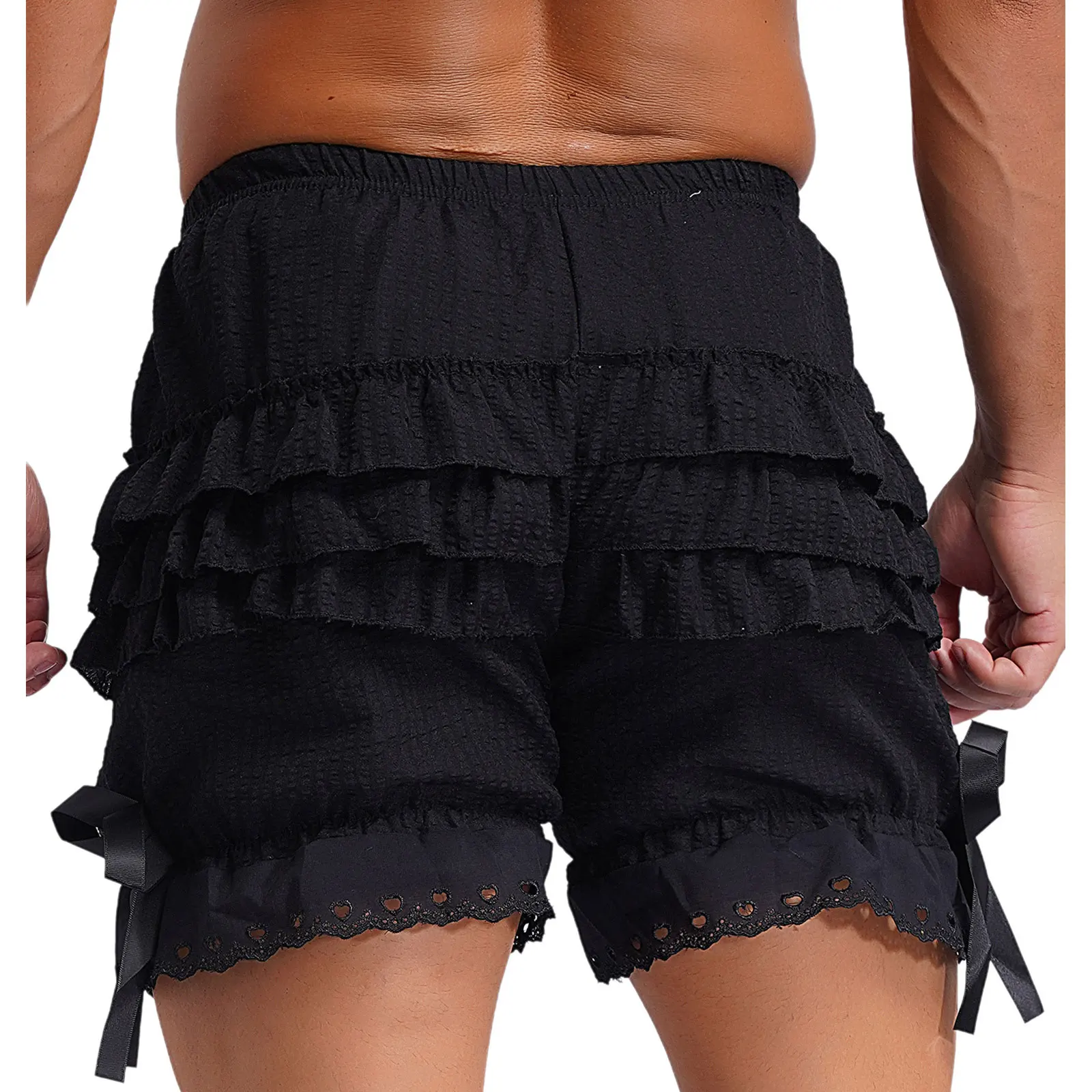 Men Bloomers Pumpkin Shorts Skirt Lace Ruffle Pants Culottes Maid Lolita Dress Safety Shorts for Drag Queen Transvestite Pants