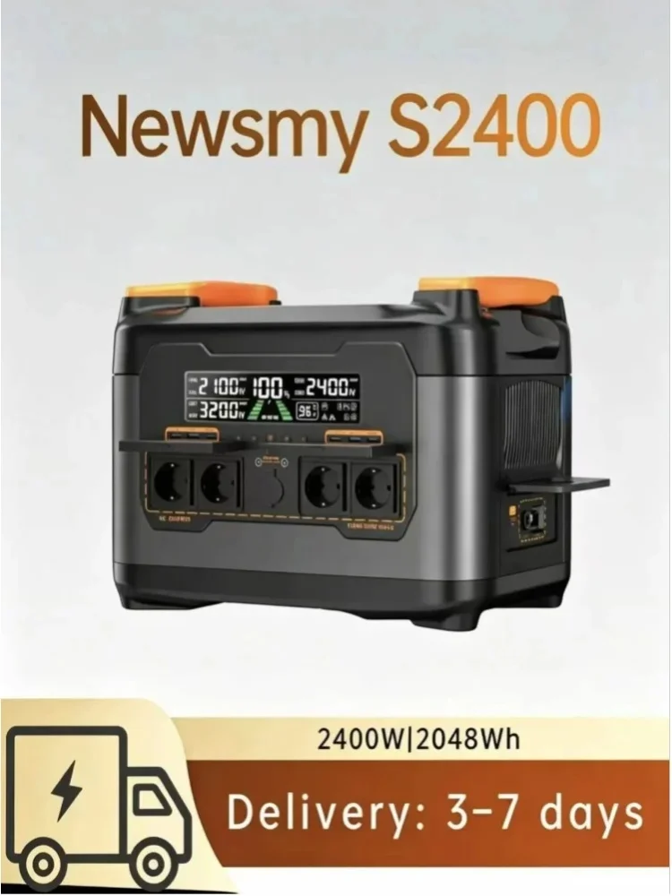 Necespow S2400 2400W/2048Wh Balkon-Powerstation, 20ms USV-Notstromversorgung für Zuhause, reiner Sinus-Wechselrichter, Solar-MPPT-Schnellladung, 13 Ausgänge für Camping & Notfälle