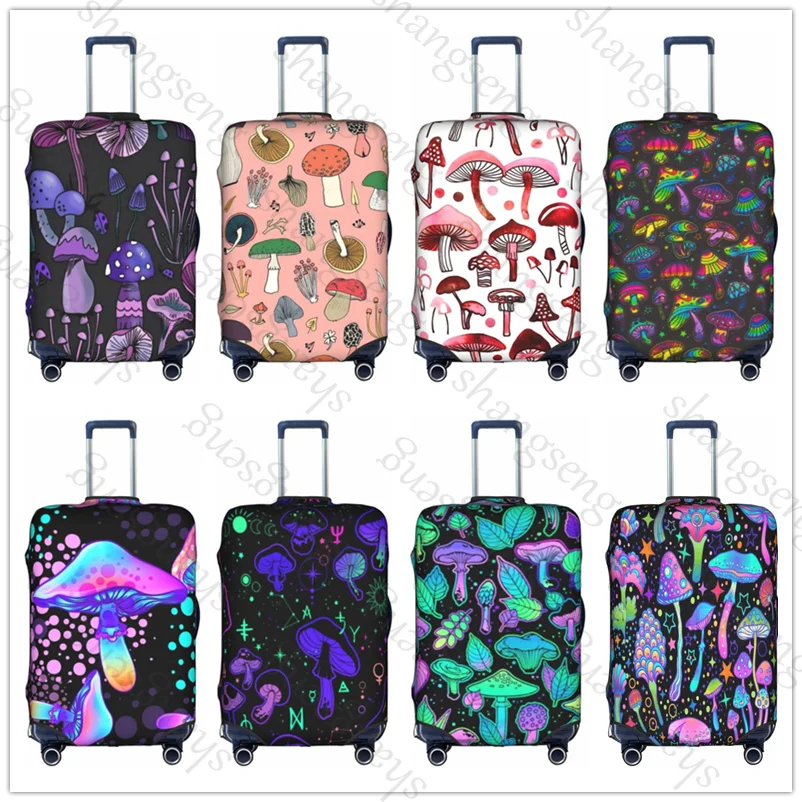 Colorful mushrooms Thick Elastic Luggage Protective Cover Zipper Suit For 18-32 inch Bag Suitcase Covers Travel Accessories