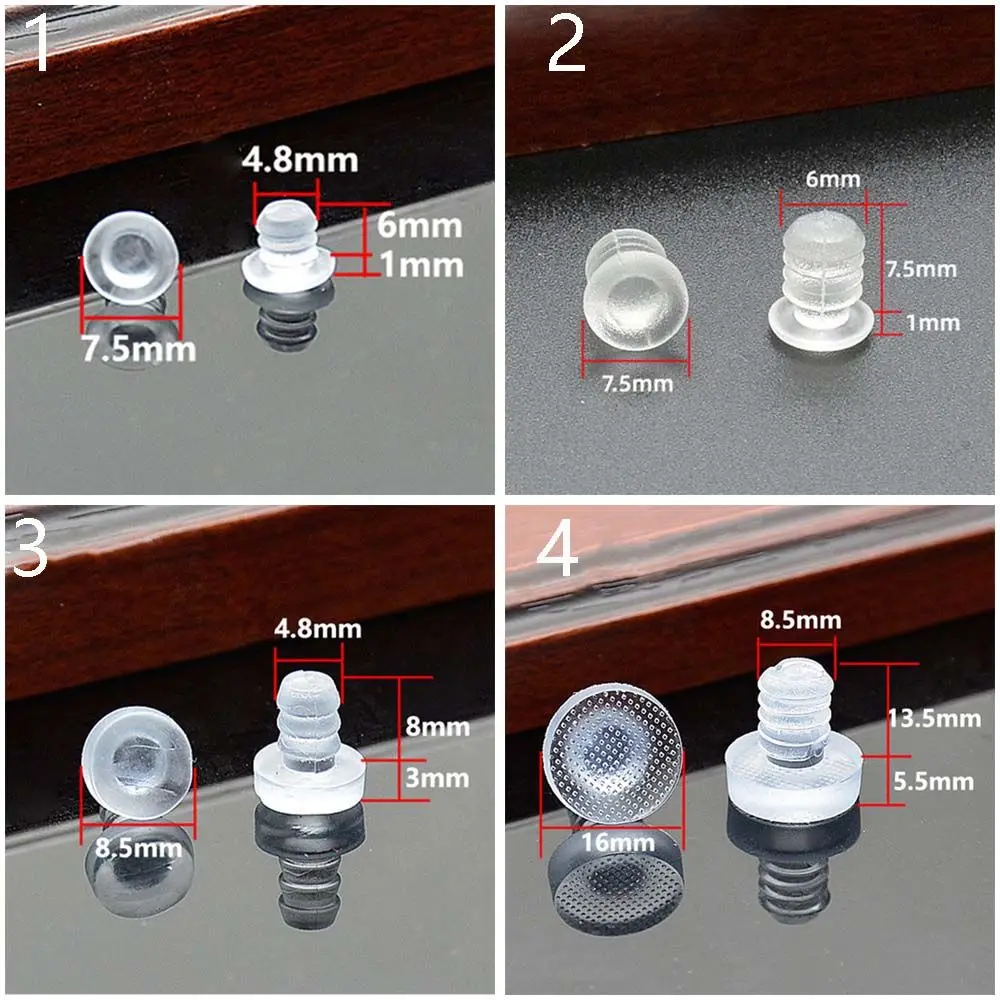 Tornillos transparentes para muebles, sujetadores anticolisión, tapones para orificios, almohadilla para pies, parachoques de vástago de goma