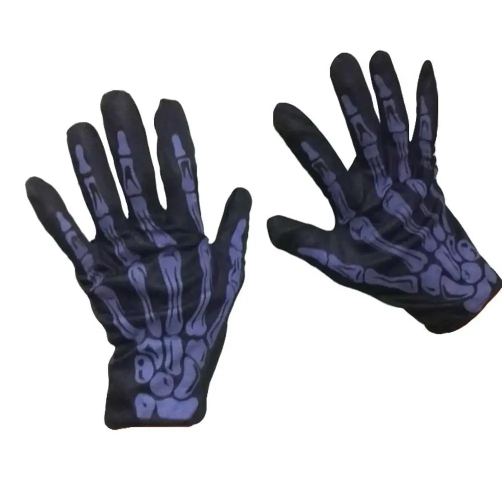 A Pair of Halloween Gloves Scary Skull Finger Ghost Paw Gloves Adult Gloves Unisex Halloween Easter Ghost Festival Prop (Random