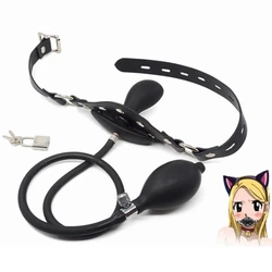 Inflatable Dildo Gag Oral Fixed Bondage Mouth Ball Adult Game Expandable Big Ass Plug Flirting Tool Couple Porn Bdsm Locking Toy