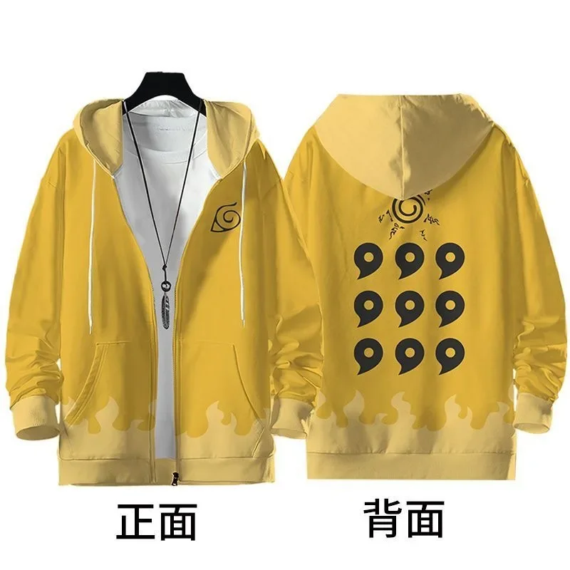 Naruto anime peripheral Akatsuki organization Naruto Sasuke Kakashi plus velvet boys jacket coat girls cartoon zipper hooded top