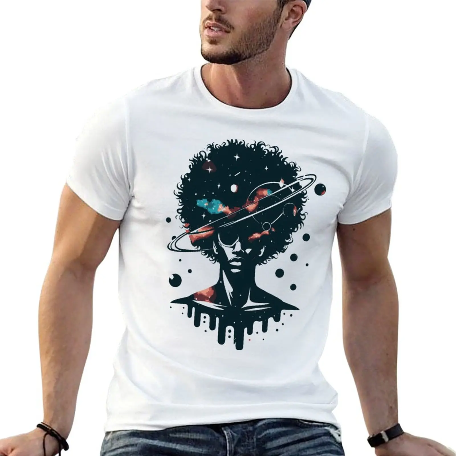 Afrofuturism Afro Boy Sci-fi Space T-shirt vintage clothes cute clothes boys whites men clothings