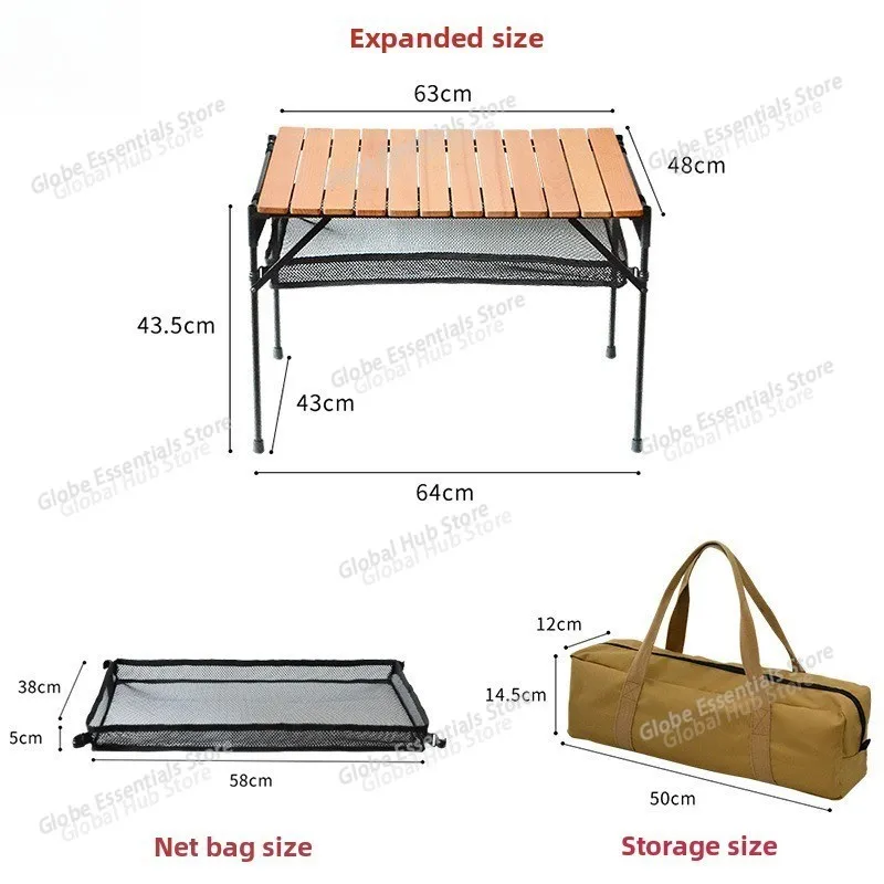 Outdoor Folding Table Easy To Install Camping Table Aluminum Alloy Lightweight Picnic Portable Storage Solid Wood Table