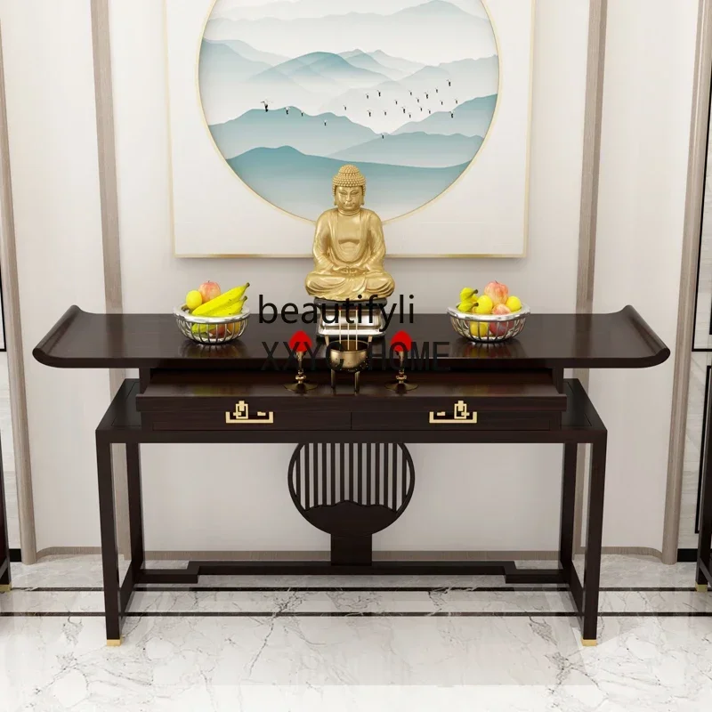 Altare in legno massello Altare domestico Tavolo da bar per incenso Sala centrale Corridoio in stile moderno Armadietto per il culto di Dio