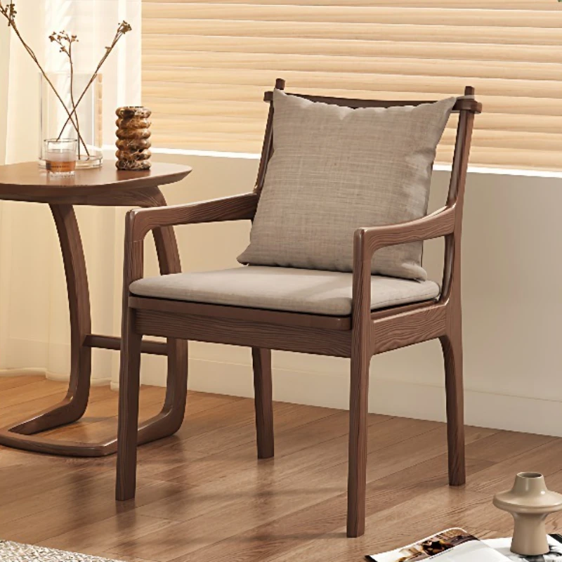 Deep Walnut Nordic Solid Wood Dining Chair, Home Restaurant Seattle Chair