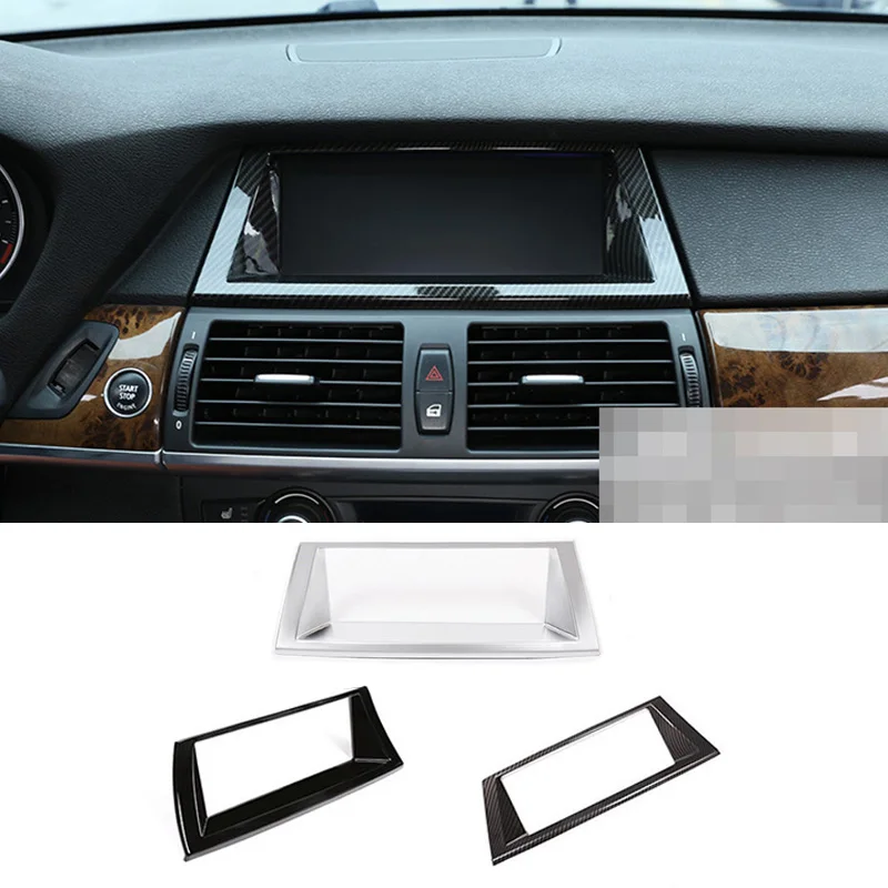 

For BMW X5 X6 E71 E70 07-13 Carbon Fiber Color Car Inner Center Navigator GPS Frame Trim Cover Car Interior Accessories